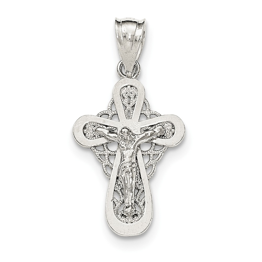 Sterling Silver Polished Small Crucifix Pendant - PG97376