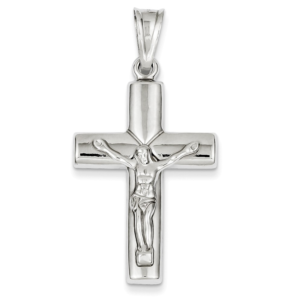 14k White Gold Reversible Crucifix /Cross Pendant - PG95716