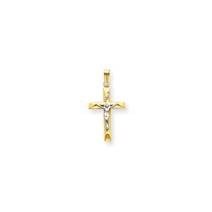 14k Two tone INRI Hollow Crucifix Pendant