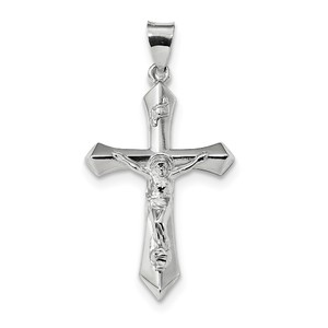 Sterling Silver Rhodium plated Polished INRI Crucifix Pendant