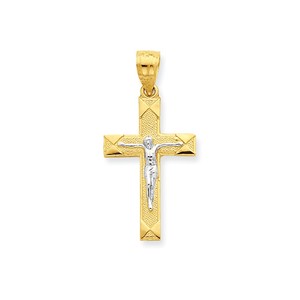 10k   Rhodium Crucifix Pendant