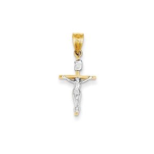 14k Two tone INRI Crucifix Pendant