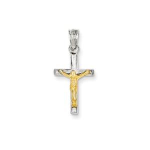 14k Two tone Hollow Crucifix Charm