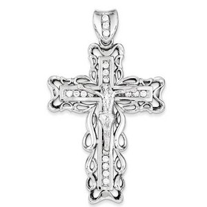 Sterling Silver CZ Crucifix Pendant