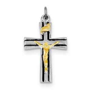 Sterling Silver Rhodium plated   Vermeil INRI Crucifix Charm