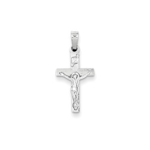 14k White Gold INRI Crucifix Charm