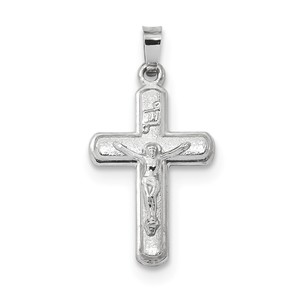 14k White Gold Polished and Satin INRI Crucifix Pendant