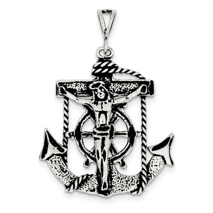 Sterling Silver Antiqued Mariner Crucifix Charm