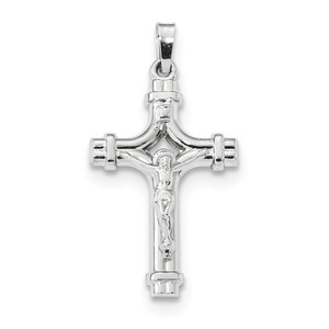 14k White Gold Polished INRI Crucifix Pendant