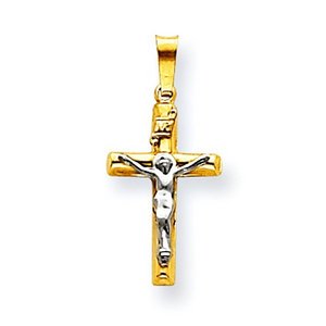 14k Two tone INRI Crucifix Pendant