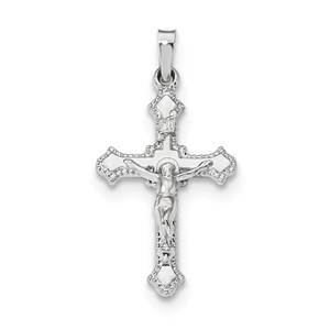 14k White Gold Polished INRI Crucifix Pendant