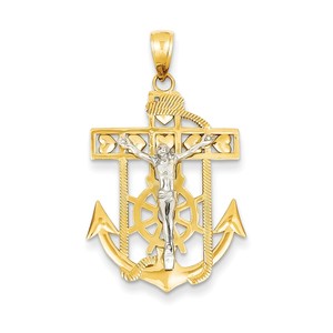 14k Two tone Mariner  s Crucifix Pendant