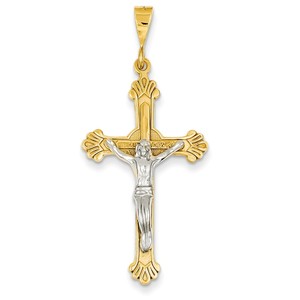 14k Two tone Crucifix Pendant