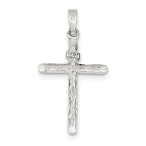 Sterling Silver Polished and Textured INRI Cross Pendant
