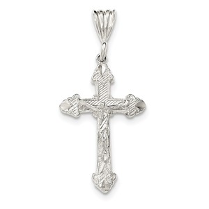 Sterling Silver Diamond Cut Crucifix Pendant