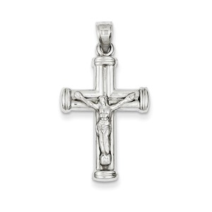 14k White Gold Reversible Crucifix  Cross Pendant