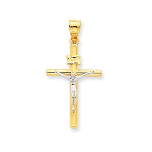 14k Two tone INRI Crucifix Pendant