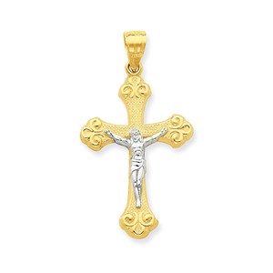 10k   Rhodium Crucifix Pendant