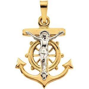 TWO TONE MARINER S CROSS PENDANT