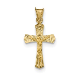 14k Polished Satin and D C Crucifix Pendant