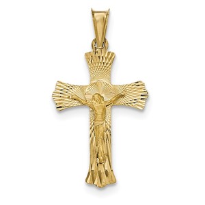 14k Polished Satin and D C Crucifix Pendant