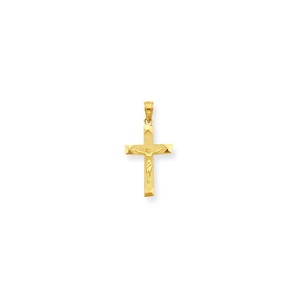 14K Beveled Tipped Crucifix Pendant