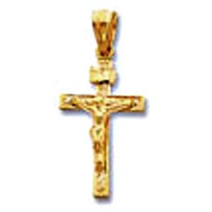 14k Yellow Gold INRI Crucifix Pendant