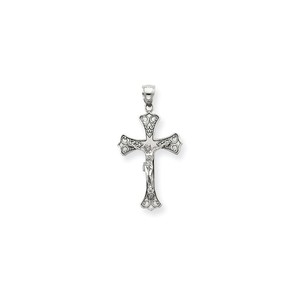 14K White Gold Crucifix Pendant