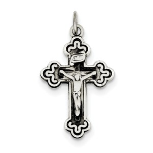Sterling Silver Antiqued INRI Crucifix Pendant
