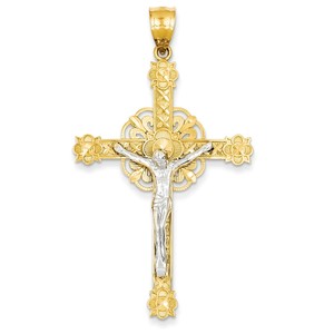 14k Two tone Celtic Crucifix Pendant