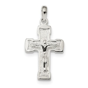 Sterling Silver Polished and Textured Crucifix Pendant
