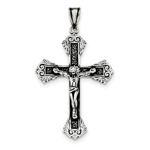 Sterling Silver Antiqued INRI Crucifix Pendant