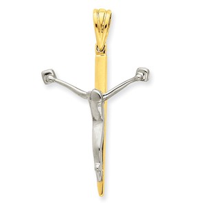 14K Two tone Crucifix Charm