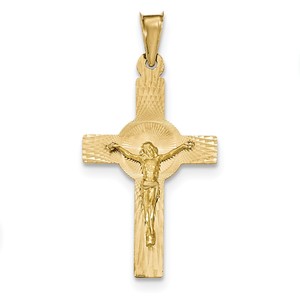14k Polished Satin and D C Crucifix Pendant