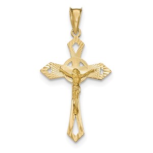 14k Polished Satin and D C Crucifix Pendant