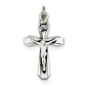 Sterling Silver Antiqued INRI Crucifix Pendant
