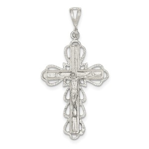Sterling Silver Diamond Cut Crucifix Pendant