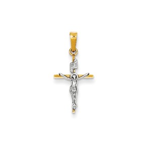14k Two tone INRI Crucifix Pendant