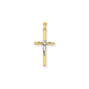 14k Two tone Crucifix Pendant