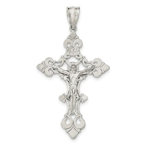 Sterling Silver Polished Large INRI Crucifix Pendant