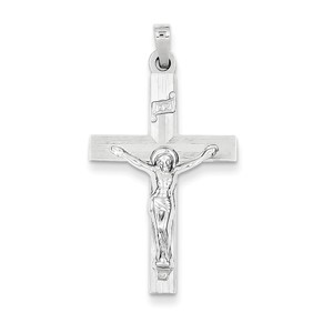 14k White Gold INRI Crucifix Charm