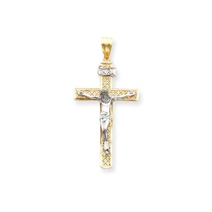 14k Two tone INRI Crucifix Pendant