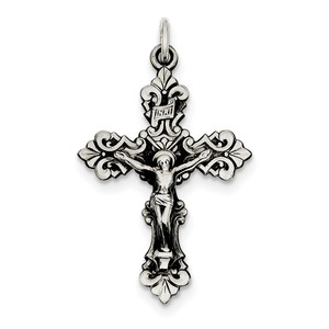 Sterling Silver Antiqued INRI Crucifix Pendant
