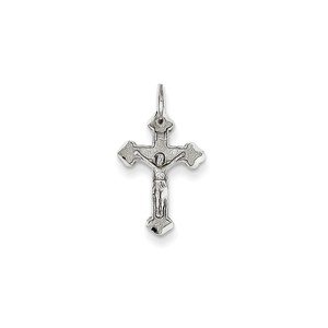 14k White Gold Diamond cut Crucifix Charm