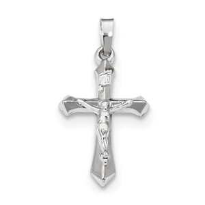 14k White Gold Polished INRI Crucifix Pendant