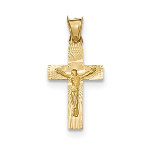 14k Polished Satin and D C Crucifix Pendant