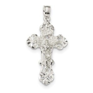 Sterling Silver Diamond Cut INRI Crucifix Pendant