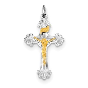 Sterling Silver Rhodium plated   Vermeil INRI Crucifix Charm