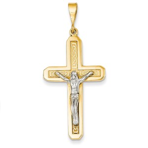 14k Two tone Crucifix Pendant