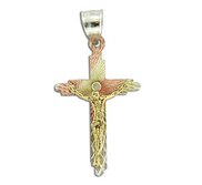 Sterling Silver Tri color Crucifix Cross Pendant